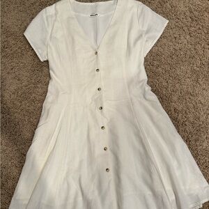 ROLLA'S Creamy white Linen Button-Down Dress